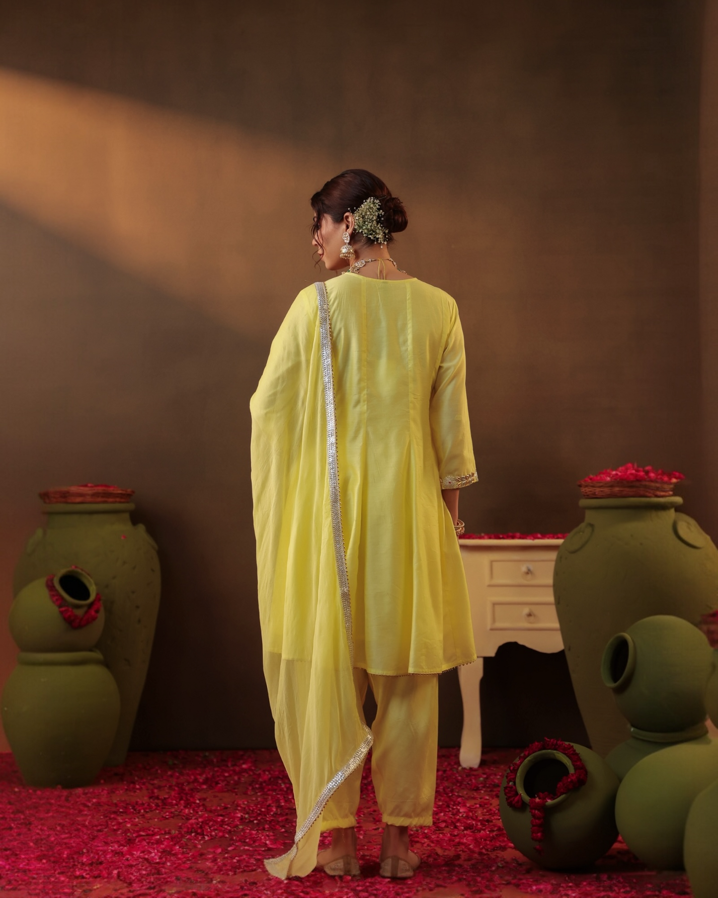 Gotta Work Chandani Anarkali Set in Lemon Yellow | Gotta Work