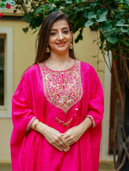 Hand Embroidered Pink kaftan