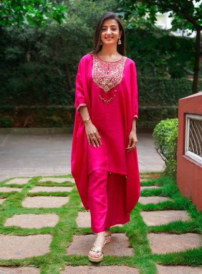 Hand Embroidered Pink kaftan