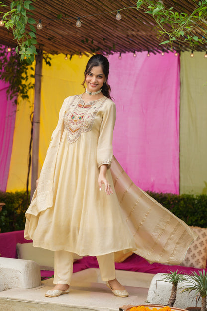 Elegant hand embroidered Anarkali suit for weddings