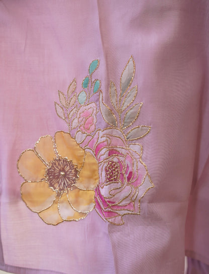 Lavender Embroidered Straight Suit Set with Dupatta | PARRII