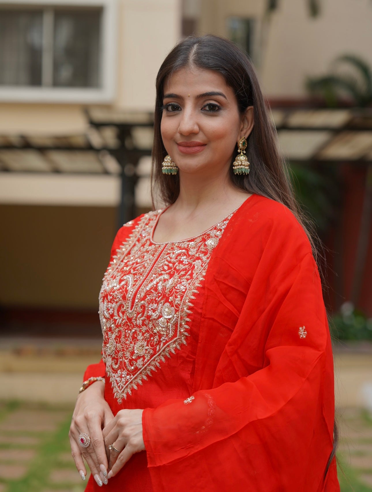 Aira Red Straight Kurta Set for Women | Festive Ethnic Wear by PARRII