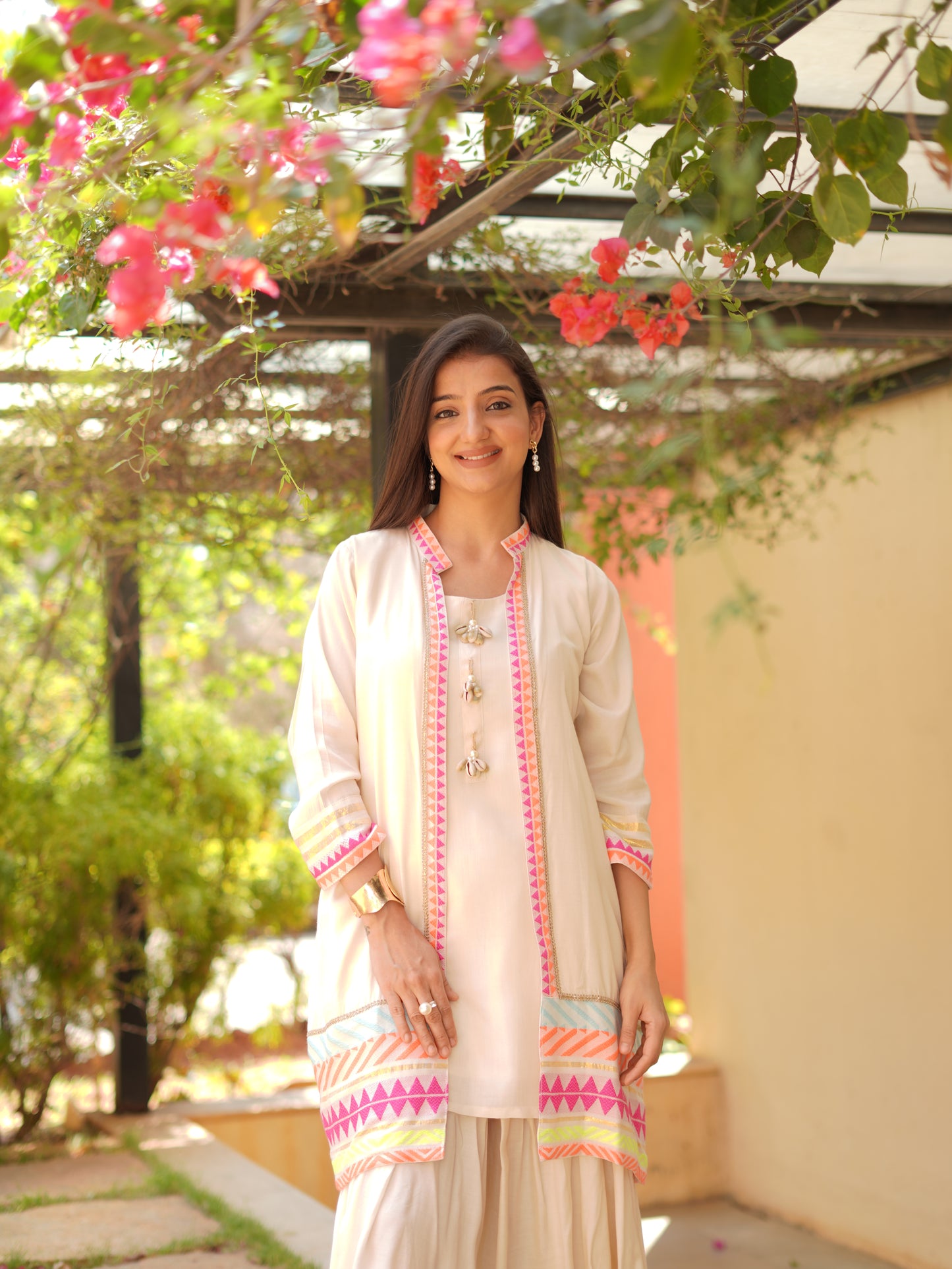 Neon pop fusion Kurta Set with Jacket & Dhoti Pants for Women | PARRII