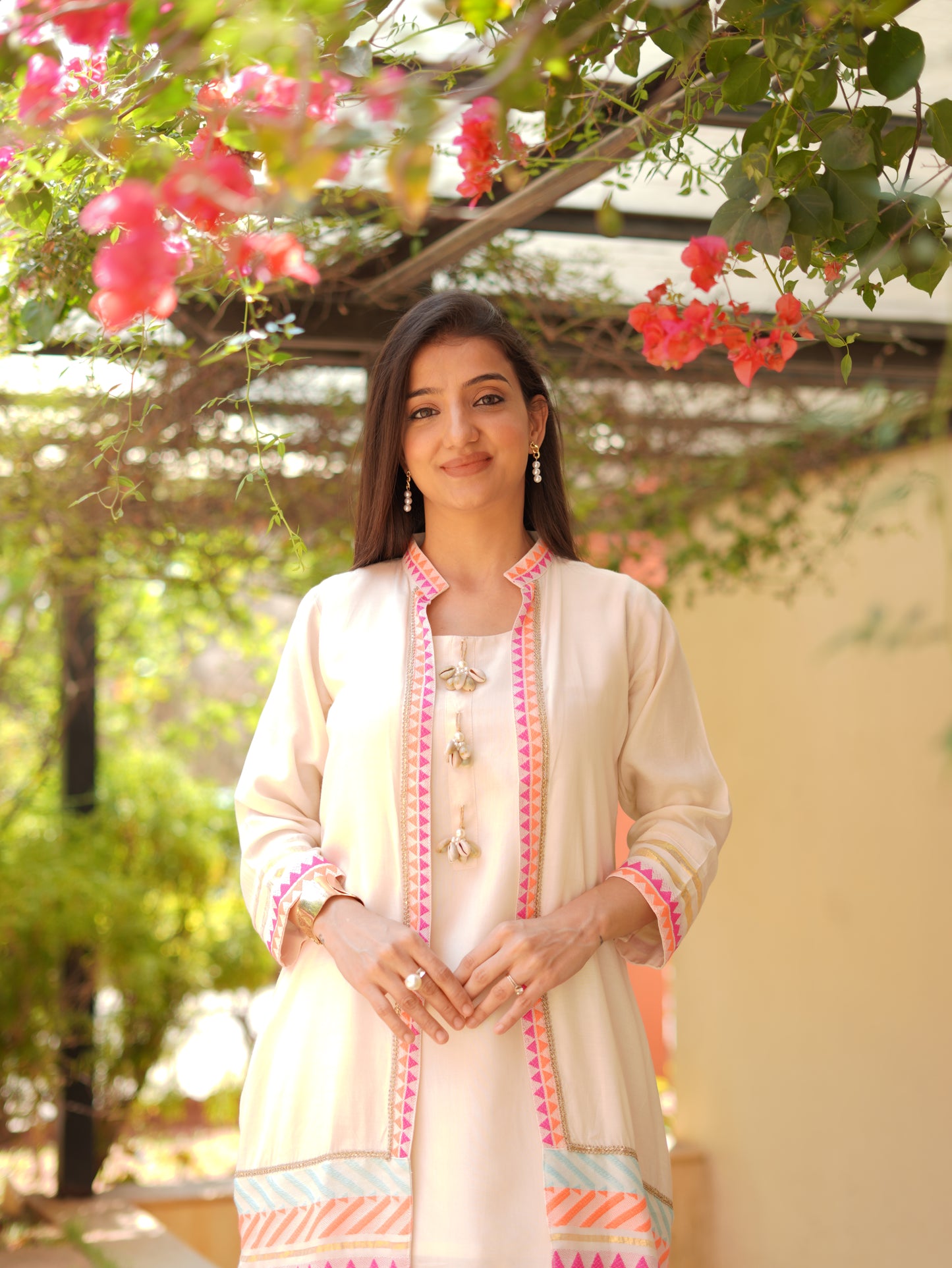 Neon pop fusion Kurta Set with Jacket & Dhoti Pants for Women | PARRII