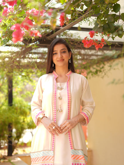 Neon pop fusion Kurta Set with Jacket & Dhoti Pants for Women | PARRII