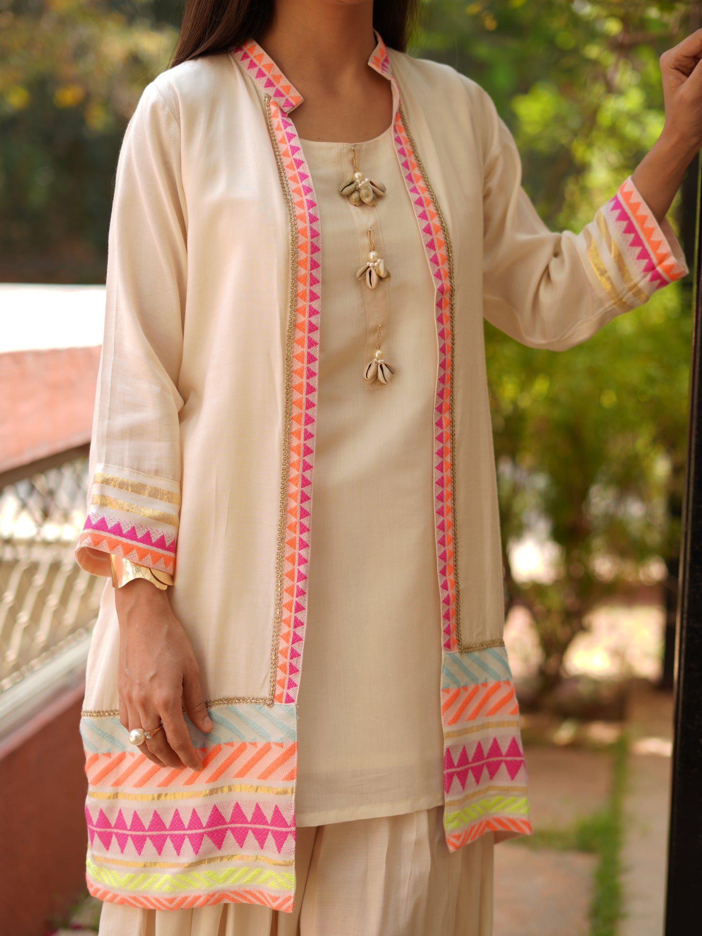 Neon pop fusion Kurta Set with Jacket & Dhoti Pants for Women | PARRII