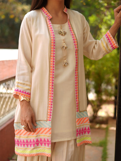 Neon pop fusion Kurta Set with Jacket & Dhoti Pants for Women | PARRII