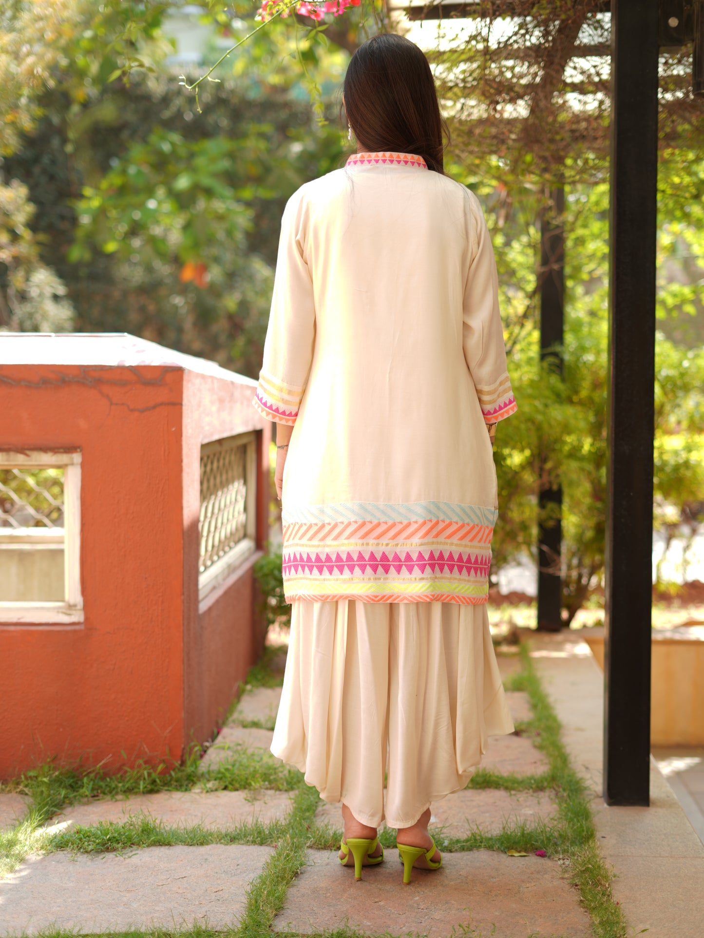 Neon pop fusion Kurta Set with Jacket & Dhoti Pants for Women | PARRII