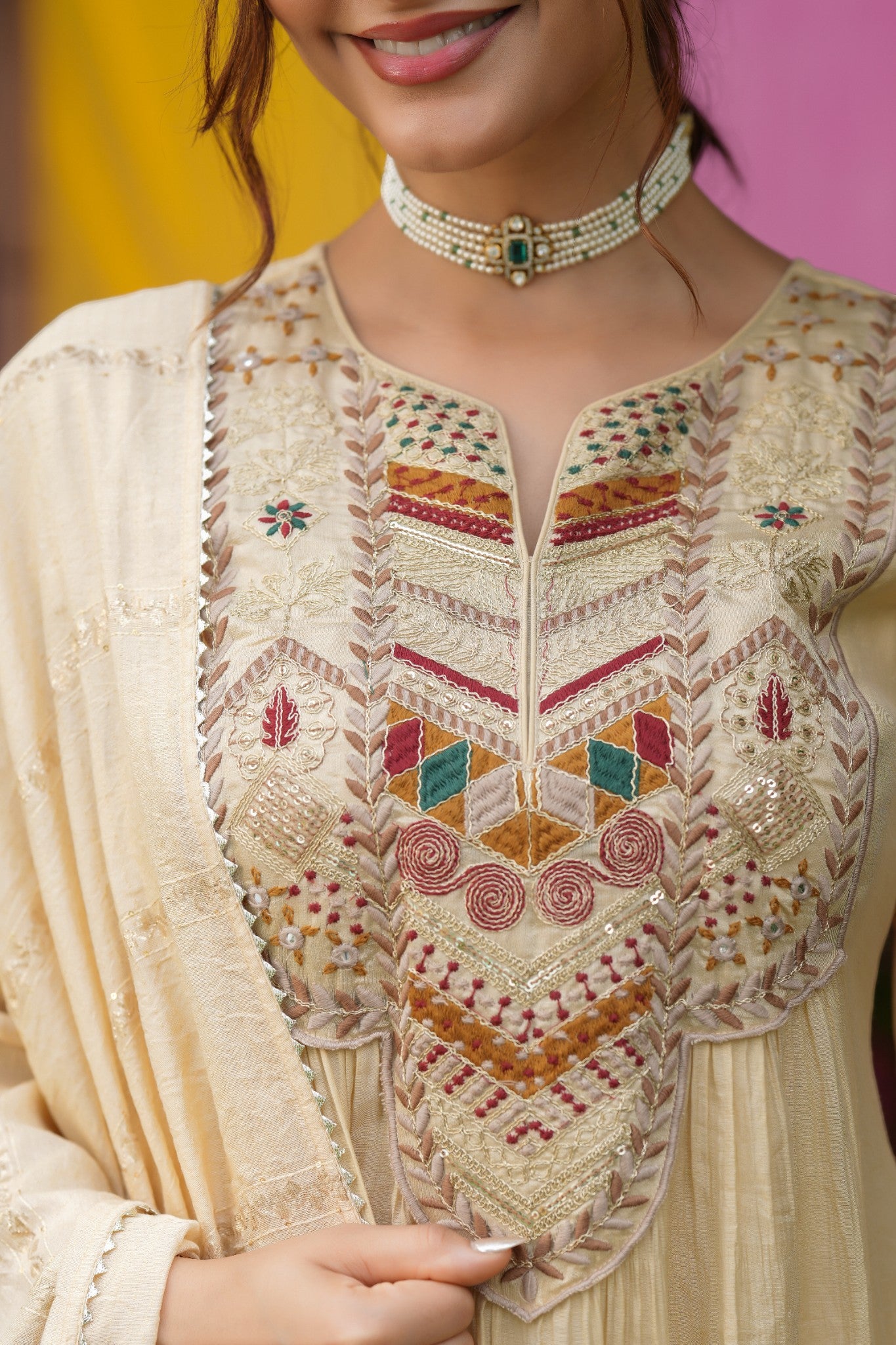 Luxury Anarkali suit with dupatta festive wear