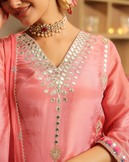 Gulabi Noor Embroidered Kurta Palazzo Set