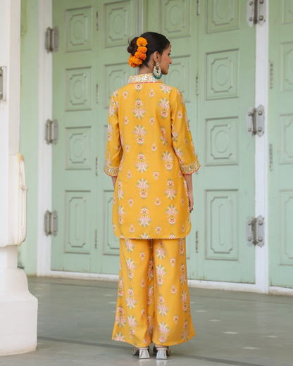 Peela Saaz Yellow Printed Cord Set for Women – Parrii