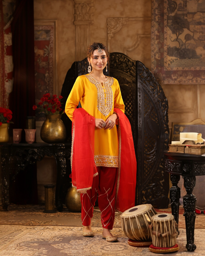 Sunehri Bahaar Yellow Salwar Set with Dupatta – Parrii