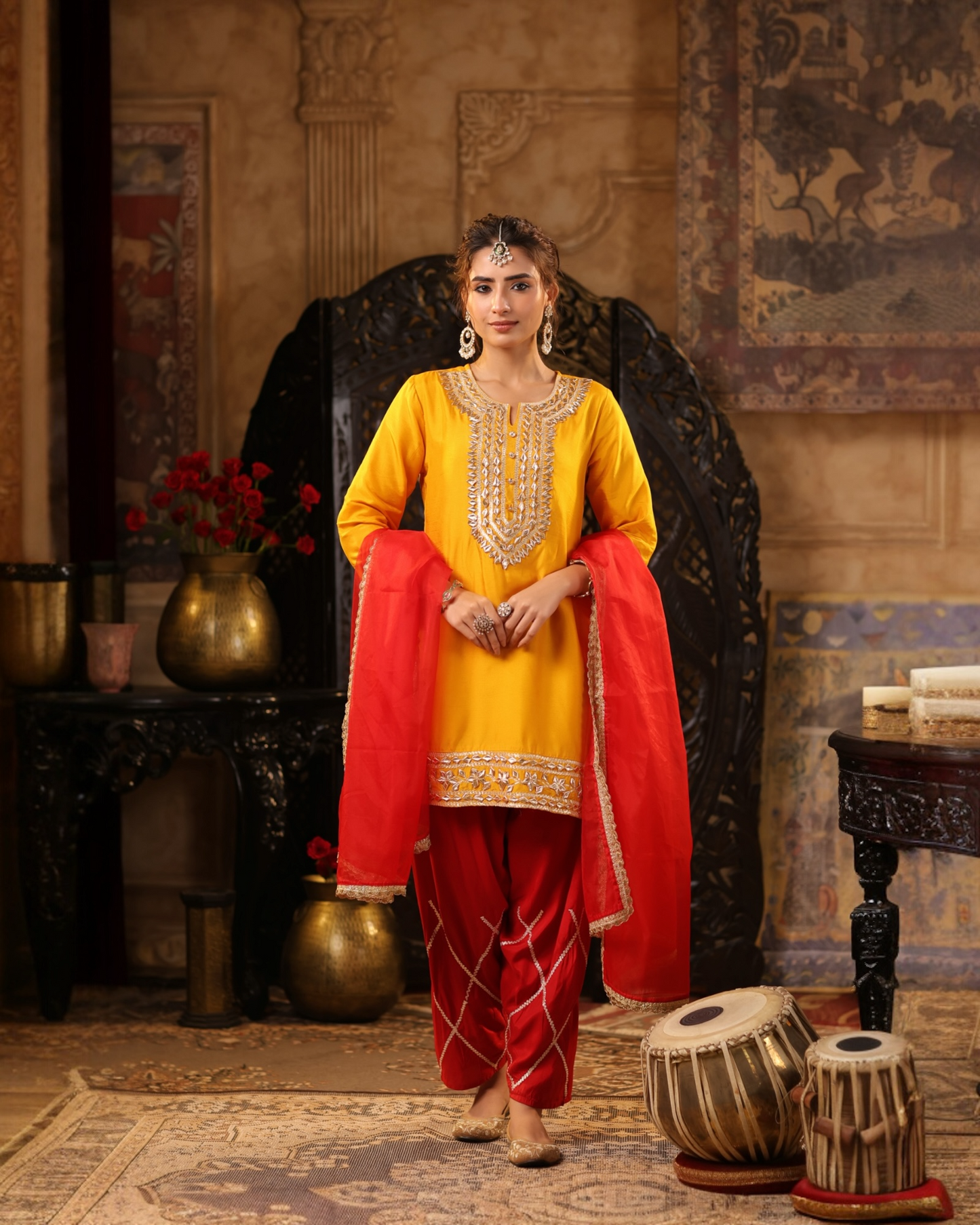Sunehri Bahaar Yellow Salwar Set with Dupatta – Parrii