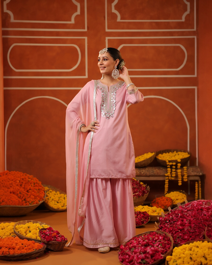 Gulabi Shaam Sharara Set by Parrii | Elegant Pink Festive Wear for Women