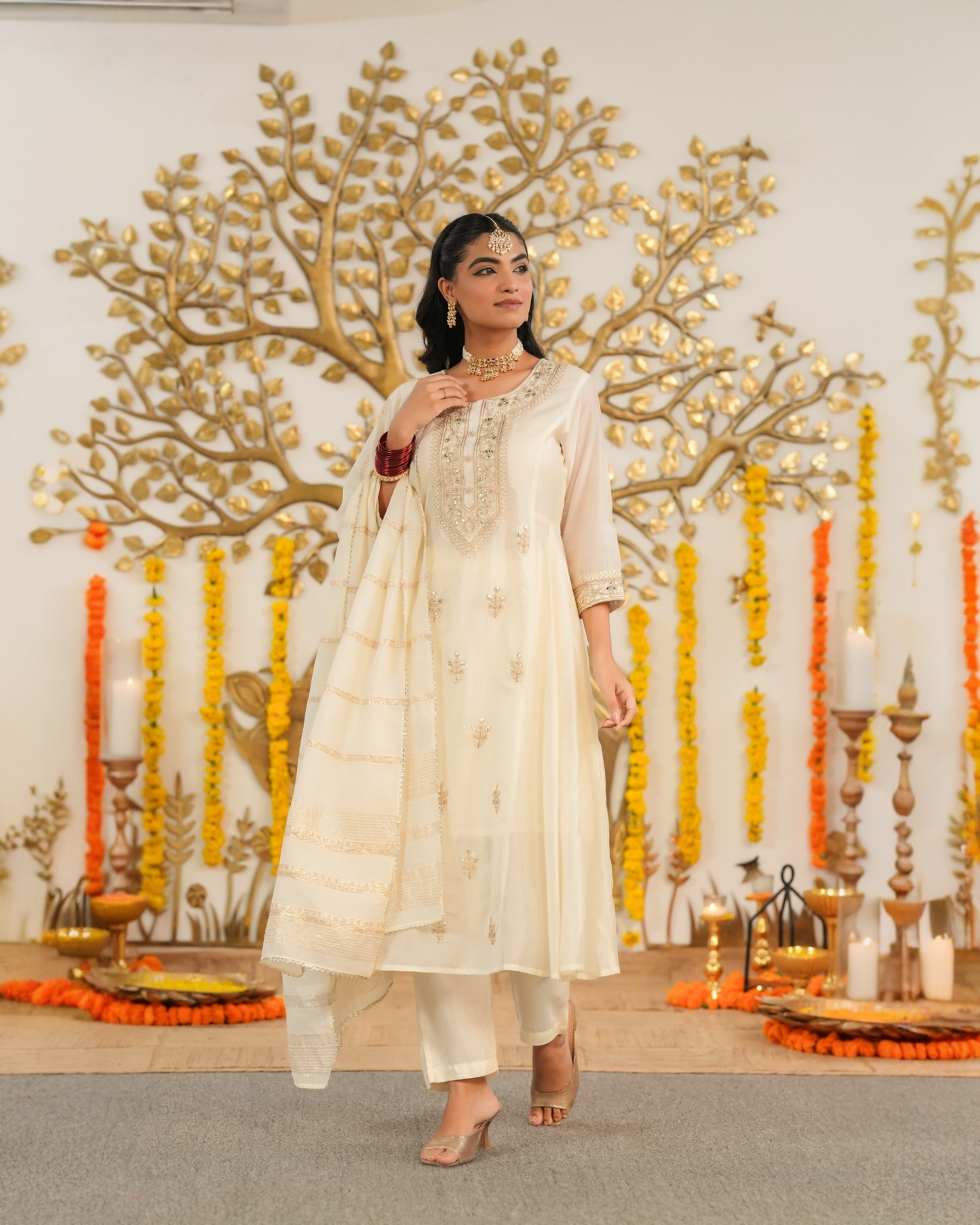 Ivory Elegance Anarkali Suit for Festive Wear | Parrii