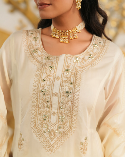 Ivory Elegance Anarkali Suit for Festive Wear | Parrii