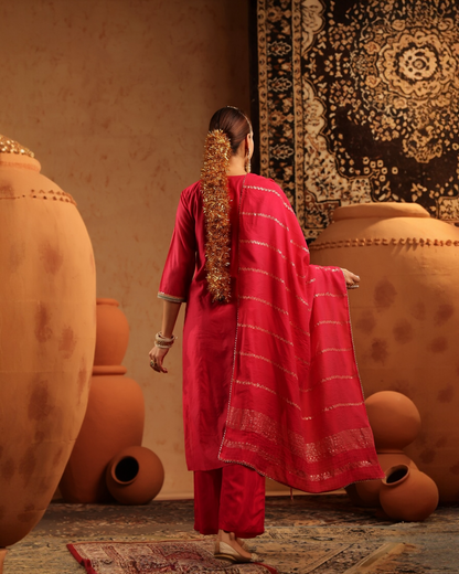 Roshan- gulabi Fuchsia Pink Embroidered Salwar Suit with Dupatta | Festive Wear Set