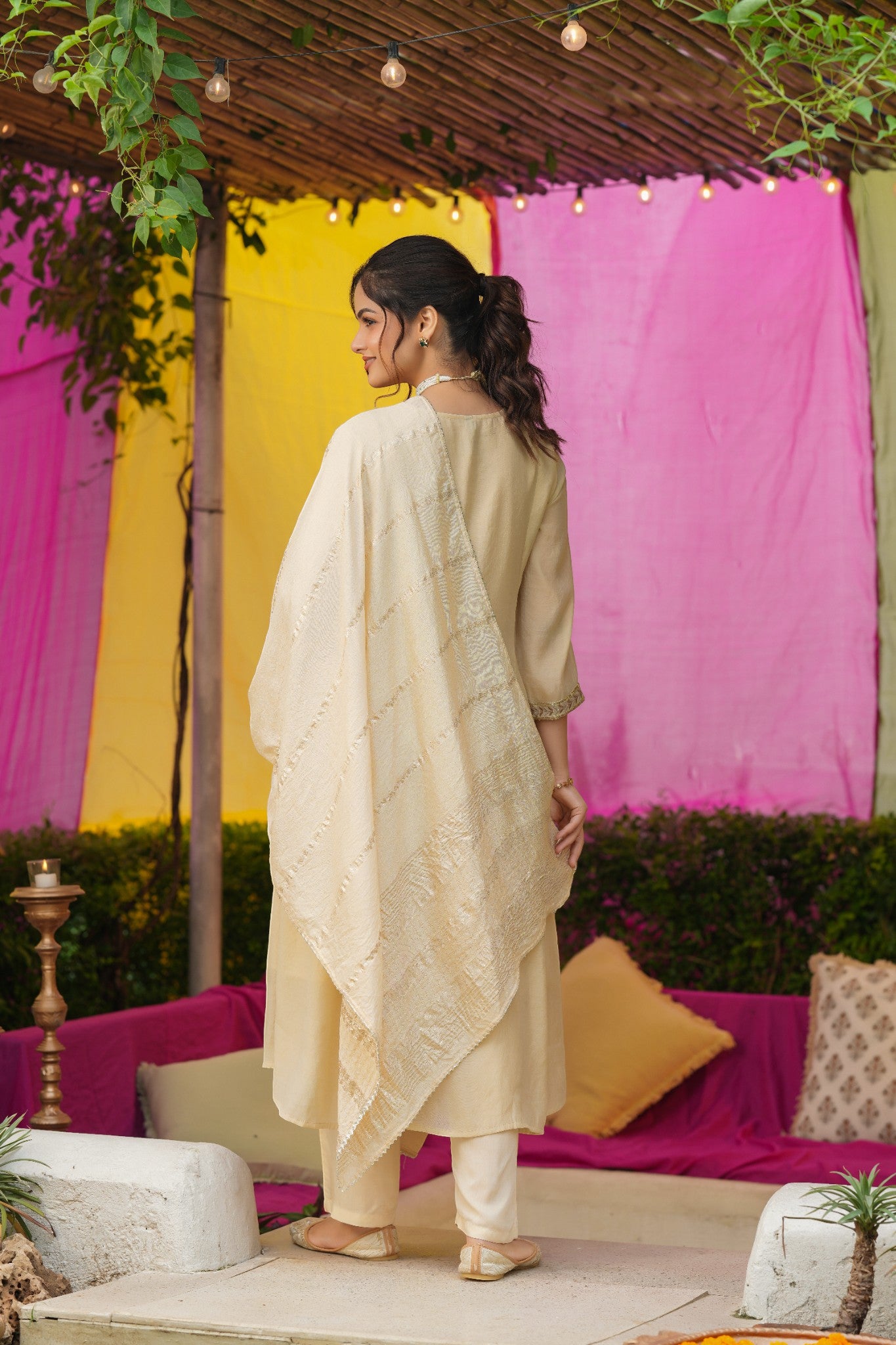 Flowy Anarkali suit with heavy embroidery detailing